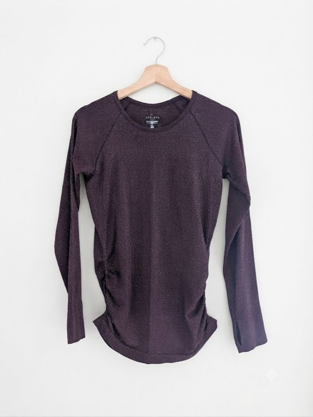 Athleta Metallic Shimmer Speedlight Glow Long Sleeve Athletic Top (Size Small)
